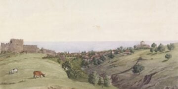 Άποψη της Τραπεζούντας από τον νότο, το 1833 (πηγή: en.wikipedia.org/wiki/Trabzon/ Godfrey Thomas Vigne)