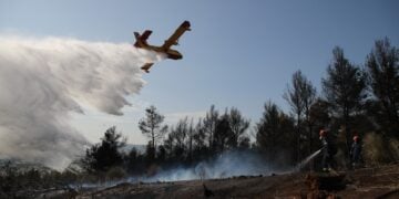 Καναντέρ επιχειρεί κατά της φωτιάς στην Ευκαρπία (φωτ.: EUROKINISSI/Νάσος Σιμόπουλος)