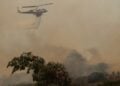 Ελικόπτερο κάνει ρίψεις νερού σε περιοχή της Χίου (φωτ.: EUROKINISSI/Κώστας Αναγνώστου)