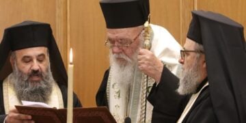 Ο αρχιεπίσκοπος Ιερώνυμος κατά την ομιλία του (φωτ.: Ιερά Σύνοδος/Χρήστος Μπόνης)