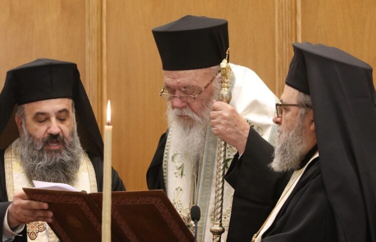 Ο αρχιεπίσκοπος Ιερώνυμος κατά την ομιλία του (φωτ.: Ιερά Σύνοδος/Χρήστος Μπόνης)