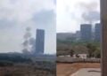 Στιγμιότυπα από το βίντεο που δείχνει τα πλήγματα στο κέντρο της Μοσάντ (φωτ. Χ/Babak Taghvaee - The Crisis Watch)