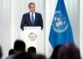 Ο Κυριάκος Μητσοτάκης στην 3η Διάσκεψη των Ηνωμένων Εθνών για τους Ωκεανούς, στη Νίκαια της Γαλλίας (φωτ.: Γραφείο Τύπου Πρωθυπουργού / Δημήτρης Παπαμήτσος)