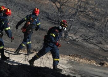 Πυροσβέστες στην Παλαιά Φώκαια Αττικής (EUROKINISSI/Σωτήρης Δημητρόπουλος)