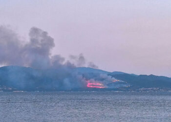 Η φωτιά στον Πλατανίτη Ναυπάκτου (φωτ.: Facebook / WorldWeathernewshtv)