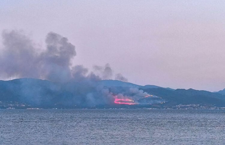 Η φωτιά στον Πλατανίτη Ναυπάκτου (φωτ.: Facebook / WorldWeathernewshtv)