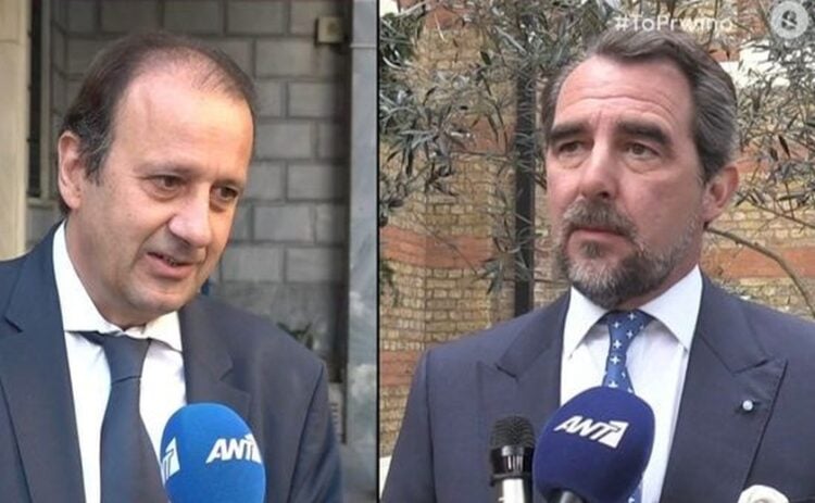 Από αριστερά, ο Παναγιώτης Λαζαράτος και ο Παύλος, γιος του τέως βασιλιά Κωνσταντίνου (φωτ.: glomex)
