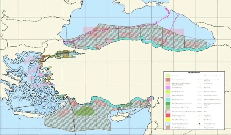 Ο χάρτης που δημοσίευσε η Τουρκία (φωτ: Turkiye MSP Platform)