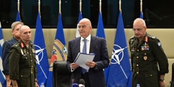 Παρουσίαση από τον υπουργό Εθνικής Άμυνας Νίκο Δένδια της Β' φάσης της μεταρρύθμισης «ΑΤΖΕΝΤΑ 2030» στις Ένοπλες Δυνάμεις, Πέμπτη 24 Ιουλίου 2025. (Φωτ.: Eurokinissi/Μιχάλης Καραγιάννης)