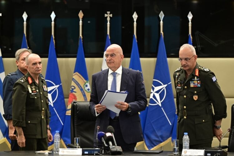 Παρουσίαση από τον υπουργό Εθνικής Άμυνας Νίκο Δένδια της Β' φάσης της μεταρρύθμισης «ΑΤΖΕΝΤΑ 2030» στις Ένοπλες Δυνάμεις, Πέμπτη 24 Ιουλίου 2025. (Φωτ.: Eurokinissi/Μιχάλης Καραγιάννης)