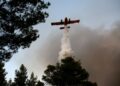 Πυροσβέστικό αεροσκάφος επιχειρεί στην κατάσβεση πυρκαγιάς που ξέσπασε χθες λίγο πριν τις 18:00 το απόγευμα σε αγροτοδασική έκταση στο Ασπροχώρι Ωρωπού (φωτ.: ΑΠΕ-ΜΠΕ/ Ορέστης Παναγιώτου)