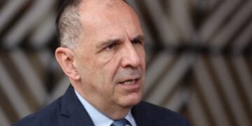 Ο Έλληνας υπουργός Εξωτερικών Γιώργος Γεραπετρίτης (φωτ.: EPA/ Olivier Hoslet)