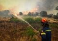 Πυροσβέστης επιχειρεί κατά της φωτιάς στην Εύβοια (φωτ.: EUROKINISSI/Θόδωρος Νικολάου)