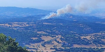 Καπνός από τη φωτιά στο Φίλυρο (φωτ.: Facebook / Πυρκαγιά Ενημέρωση / Giorgos Mathes)