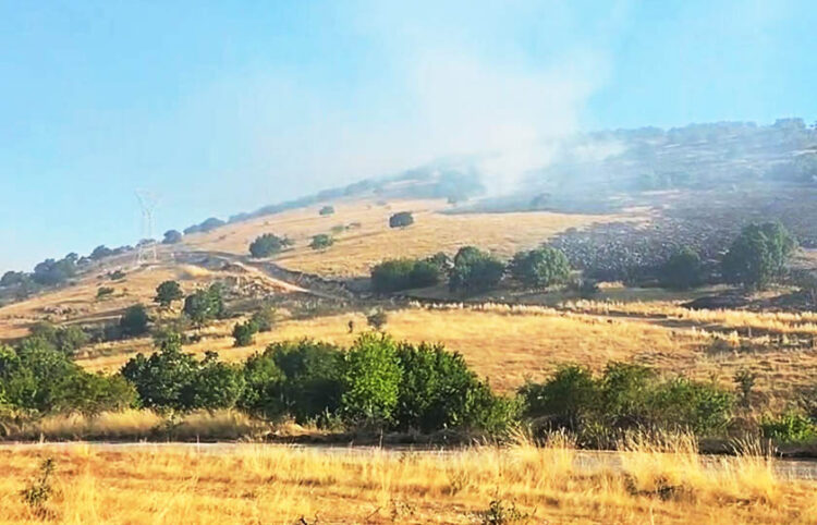 Eνεργά μέτωπα φωτιάς όπως φαίνονται μέσα από το χωριό των Λιβερών (φωτ.: kozan.gr)