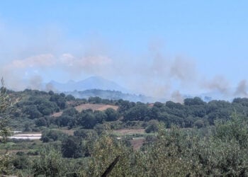 Καπνός από τη φωτιά στο Μονολίθι Πρέβεζας (φωτ.: Facebook / IoanninaTv Itv)