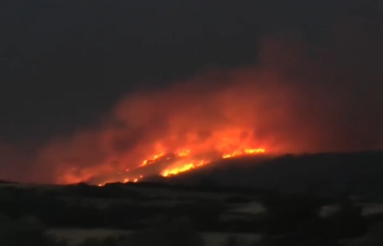 Χθεσινοβραδινό στιγμιότυπο από τη φωτιά έξω από την Άσσηρο (φωτ.: glomex)