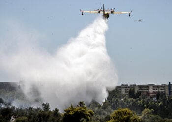 Από την πυρκαγιά στην περιοχή της Πολυτεχνειούπολης, Δευτέρα 28 Ιουλίου 2025 (φωτ.: EUROKINISSI / Τατιάνα Μπόλαρη)