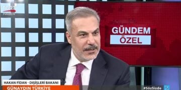 Ο Τούρκος ΥΠΕΞ Χακάν Φιντάν στο τουρκικό τηλεοπτικό δίκτυο TGRT HABER (φωτ.: https://x.com/tgrthabertv)