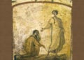 Η εικόνα της αιμορροούσας που αγγίζει το χιτώνα του Ιησού για να θεραπευθεί, στις κατακόμβες της Ρώμης (πηγή: commons.wikimedia.org)