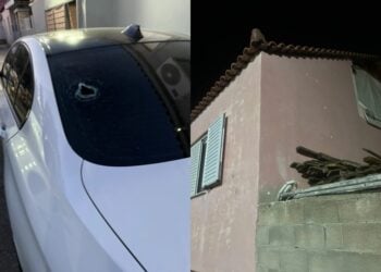 Σημάδια σε αυτοκίνητο και τοίχο από τους δεκάδες πυροβολισμούς στον Ασπρόπυργο (φωτ.: glomex)