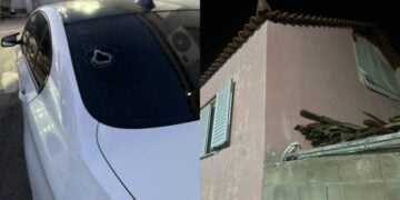 Σημάδια σε αυτοκίνητο και τοίχο από τους δεκάδες πυροβολισμούς στον Ασπρόπυργο (φωτ.: glomex)