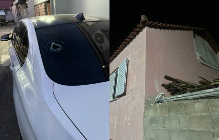 Σημάδια σε αυτοκίνητο και τοίχο από τους δεκάδες πυροβολισμούς στον Ασπρόπυργο (φωτ.: glomex)