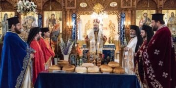Στιγμιότυπο από τη θεία λειτουργία στη Μελβούρνη (φωτ.: Ιερά Αρχιεπισκοπή Αυστραλίας/Αλεξάνδρα Γκιώνη)