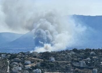 Στιγμιότυπο από τη φωτιά (φωτ.: Περσέας Πεντελικού - ΕΘΟΜΑΚ)