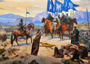 Πίνακας που αναπαριστά τη Μάχη του Μαντζικέρτ (πηγή: Στρατιωτικό Μουσείο Κωνσταντινούπολης)