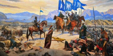 Πίνακας που αναπαριστά τη Μάχη του Μαντζικέρτ (πηγή: Στρατιωτικό Μουσείο Κωνσταντινούπολης)