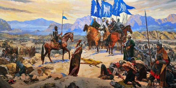 Πίνακας που αναπαριστά τη Μάχη του Μαντζικέρτ (πηγή: Στρατιωτικό Μουσείο Κωνσταντινούπολης)