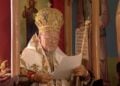 Ο Οικουμενικός Πατριάρχης Βαρθολομαίος κατά την ομιλία του στον πανηγυρίζοντα ναό του χωριού του, στους Αγίους Θεόδωρους της Ίμβρου (φωτ.: facebook/ Ecumenical Patriarchate)
