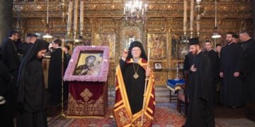 Στιγμιότυπο από την θεία λειτουργία στο Οικουμενικό Πατριαρχείο για την αρχή της Ινδίκτου  (φωτ.: Νίκος Παπαχρήστου, Οικουμενικό Πατριαρχείο)