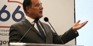 Ο Άδωνις Γεωργιάδης στη 89η Διεθνή Έκθεση Θεσσαλονίκης, στο περίπτερο του υπουργείου Υγείας. Σάββατο 6 Σεπτεμβρίου 2025 (φωτ.: EUROKINISSI / Νάσος Σιμόπουλος)