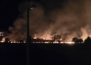 Πυκνός καπνός και φλόγες από τη φωτιά στη Λάρισα (φωτ.: onlarissa.gr)