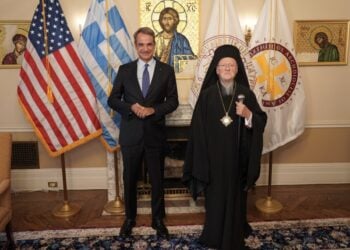 Συνάντηση Μητσοτάκη-Βαρθολομαίου στην έδρα της Ιεράς Αρχιεπισκοπής Αμερικής, στη Νέα Υόρκη (φωτ.: facebook.com/ecumenicalpatriarchate/ Νίκος Παπαχρήστου)