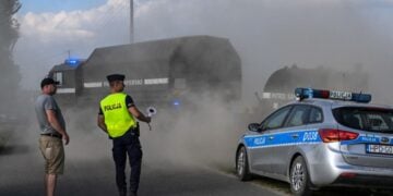 Εικόνα από το πολωνικό χωριό Wohyn όπου έπεσε ρωσικό drone στις 10 Σεπτεμβρίου (φωτ.: EPA/ Wojtek Jargilo)