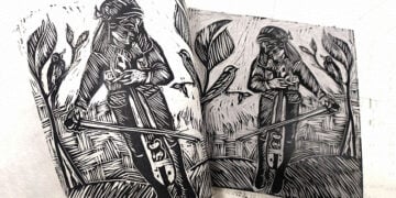 «Συνομιλία» (χαρακτικό της εξαιρετικής Πόντιας ζωγράφου-αγιογράφου Σοφίας Αμπερίδου)
