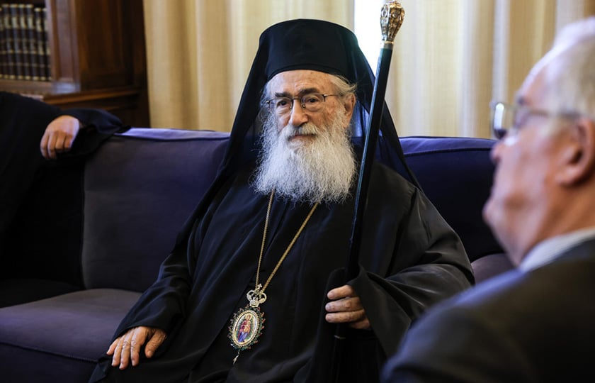 Ο Αρχιεπίσκοπος Σινά Δαμιανός στο Προεδρικό Μέγαρο, σε συνάντηση με τον Κώστα Τασούλα (φωτ.: Προεδρία της Δημοκρατίας / Θοδωρής Μανωλόπουλος)