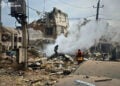 Πρωινή εικόνα μετά τη 12ωρη ρωσική επίθεση στο Κίεβο και τις γύρω περιοχές (πηγή: Χ /  State Emergency Service of Ukraine)