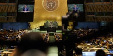 Ο Κυριάκος Μητσοτάκης στο βήμα του ΟΗΕ (φωτ.: Γραφείο Τύπου Πρωθυπουργού/Δημήτρης Παπαμήτσος)