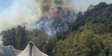 Καπνός και φλόγες από τη φωτιά στο Μυρτόφυτο (φωτ.: Facebook / ENA Channel)