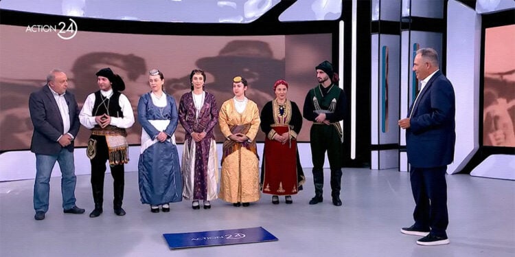 Στιγμιότυπο από την παρουσία των μελών του ΣΠΦΝΑ στο πλατό του Action24 (πηγή: glomex)