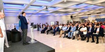 Ο υπουργός Ναυτιλίας Β. Κικίλιας στο βήμα της εκδήλωσης (φωτ.: Υπουργείο Ναυτιλίας και Νησιωτικής Πολιτικής)