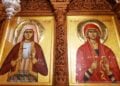 Εικόνες της Αγίας Ελένης εκ Σινώπης και της Αγίας Μαρίνας στο τέμπλο του ομώνυμου Ιερού Ναού στην Άνω Τούμπα Θεσσαλονίκης (πηγή: facebook.com/inagmarinis)