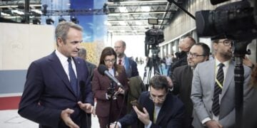 Δηλώσεις Κυριάκου Μητσοτάκη μετά το πέρας των εργασιών της Ευρωπαϊκής Πολιτικής Κοινότητας στην Κοπεγχάγη (φωτ.: Γραφείο Τύπου πρωθυπουργού/Δημήτρης Παπαμήτσος)
