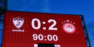 Εικόνα από το ΑΕΛ-ΟΣΦΠ της SUPERLEAGUE 2025-2026 (φωτ.: Γιώργος Ματθαίος / EUROKINISSI)