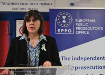 Συνέντευξη τύπου από την Ευρωπαία γενική εισαγγελέα Λάουρα Κοβέσι στο Τελωνείο Πειραιά, Πέμπτη 2 Οκτωβρίου 2025 (φωτ.: EUROKINISSI / Τατιάνα Μπόλαρη)