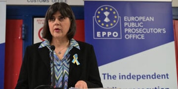 Συνέντευξη τύπου από την Ευρωπαία γενική εισαγγελέα Λάουρα Κοβέσι στο Τελωνείο Πειραιά, Πέμπτη 2 Οκτωβρίου 2025 (φωτ.: EUROKINISSI / Τατιάνα Μπόλαρη)